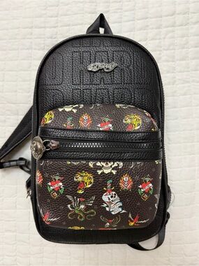 Ed Hardy Tattoo Print Sling Backpack Crossbody Bag NWT Y2K
